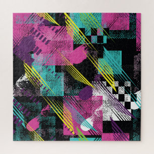 Puzzle Resumen sin costura, chicas chicos moda, colorido.