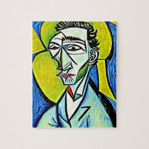 Puzzle Resumen Vibrante retrato masculino amarillo y azul