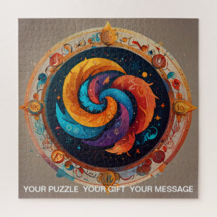 Puzzle Resumen vibrante Rótulo celestial de Zodiac Dreams