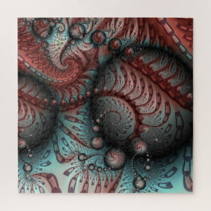Puzzle Resumen Vivid Fantasy Fractal Art Brown Blue