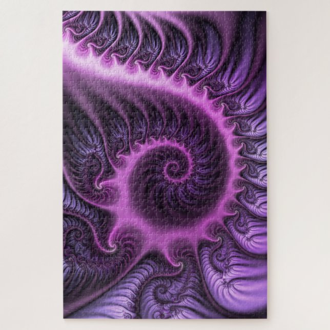 Puzzle Resumen Vivid Guay Pink Purple Fractal Art Spiral (Vertical)