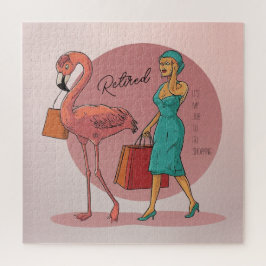 Puzzle Retirado Es mi trabajo ir de compras Flamingo Rosa
