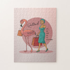 Puzzle Retirado Es mi trabajo ir de compras Flamingo Rosa