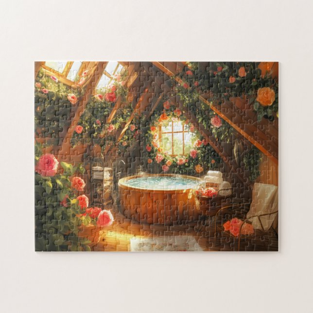Puzzle Retiro de Jacuzzi Floral Spa Loft Jardín de Rosas (Horizontal)