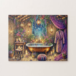 Puzzle Retiro de jardín encantado en baño de spa bajo la