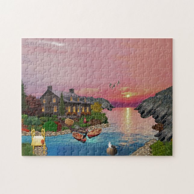 Puzzle Retiro de la casa del lago | Paisaje escénico (Horizontal)