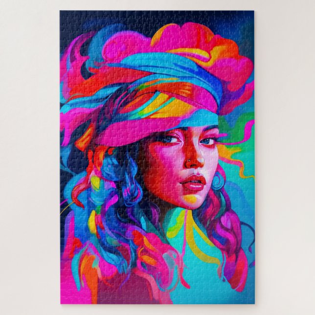 Puzzle Retrato abstracto vibrante (Vertical)