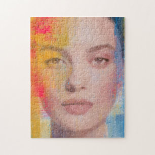Puzzle Retrato abstracto vibrante con impasto