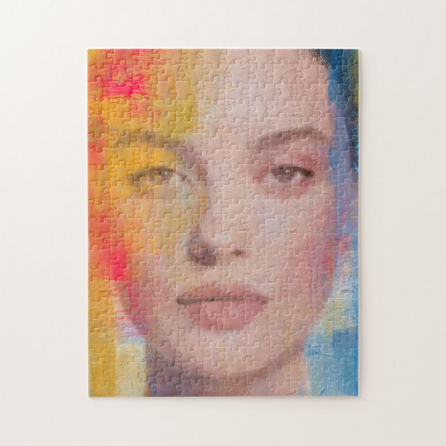 Puzzle Retrato abstracto vibrante con impasto (Vertical)
