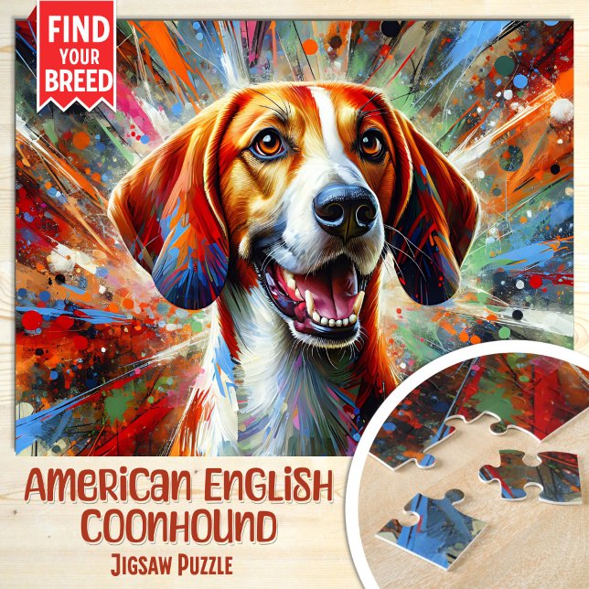 Puzzle Retrato Acrílico de Perro Coonhound Americano (Subido por el creador)