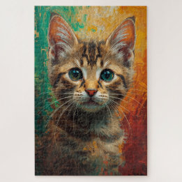 Puzzle Retrato artístico de gatitos - Pintura vibrante de