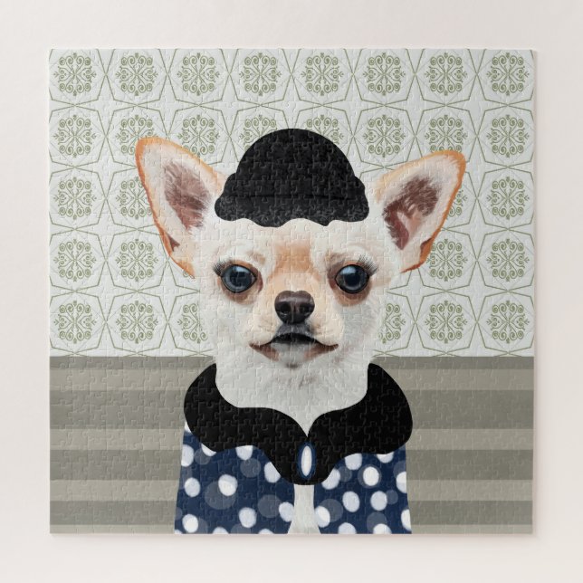 Puzzle Retrato blanco lindo de perro chihuahua (Vertical)