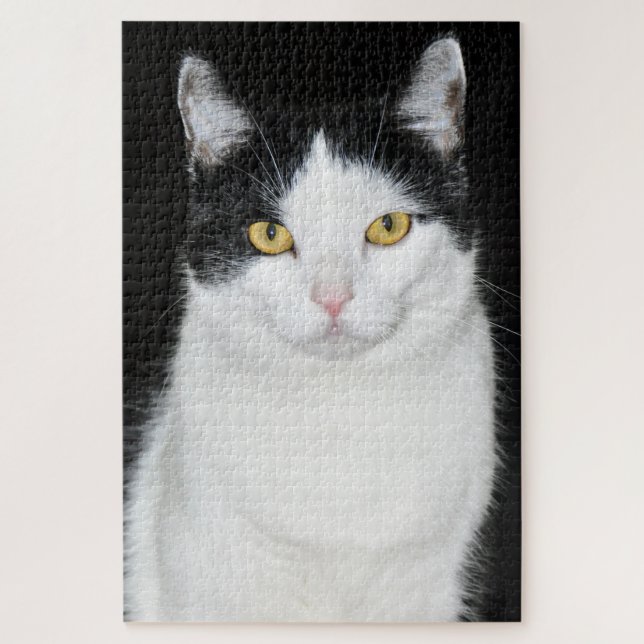 Puzzle Retrato blanco y negro del gato (Vertical)