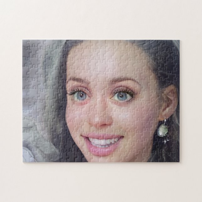 Puzzle Retrato Brunette Hair sonreír joven (Horizontal)