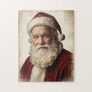 Puzzle Retrato clásico de Santa Claus con sonrisa suave