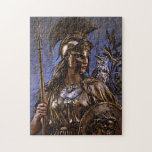 Puzzle Retrato colorido de la "Vigilia Eterna de Atenas"<br><div class="desc">Retrato colorido de la "Vigilia Eterna de Atenas". Representada como una vigilante protectora, la intensa expresión de Athena refleja su dedicación. Su armadura simboliza la fuerza, mientras que el búho de su hombro encarna su sabiduría. La rama de olivo sirve como recordatorio de su regalo a Atenas, simbolizando la paz....</div>