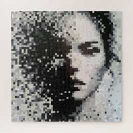 Puzzle Retrato de arte de píxeles blancos y negros de eva