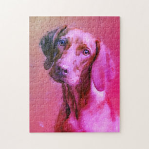 Puzzle Retrato de arte húngaro del perro vizsla  Rosa