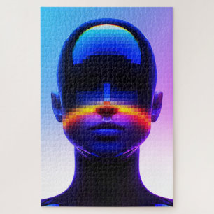 Puzzle Retrato de Arte Pixel Futurista – Abstracto Digita