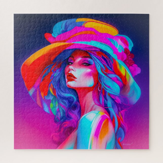 Puzzle Retrato de arte pop neón (Vertical)