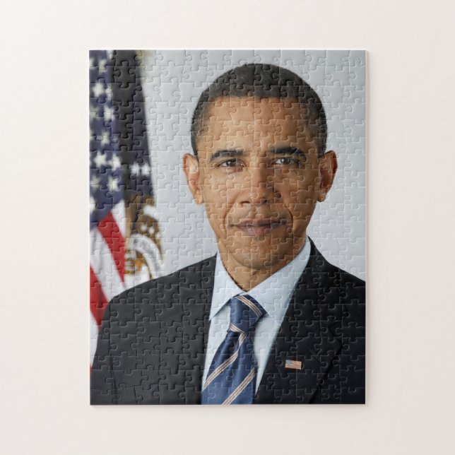 Puzzle Retrato de Barack Obama en la Casa Blanca (Vertical)