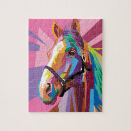 Puzzle Retrato de caballo de arte pop colorido