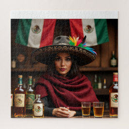Puzzle Retrato de Cantina Mexicana - Mujer en Sombrer Cha