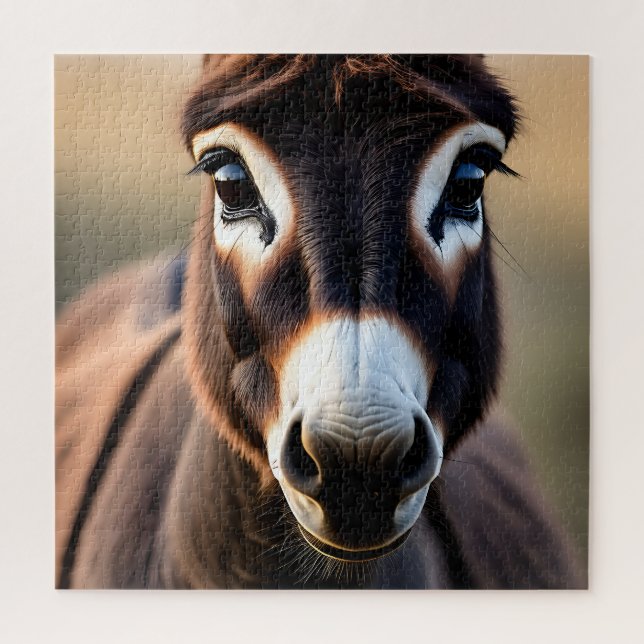 Puzzle Retrato de cerca de burro curioso (Vertical)