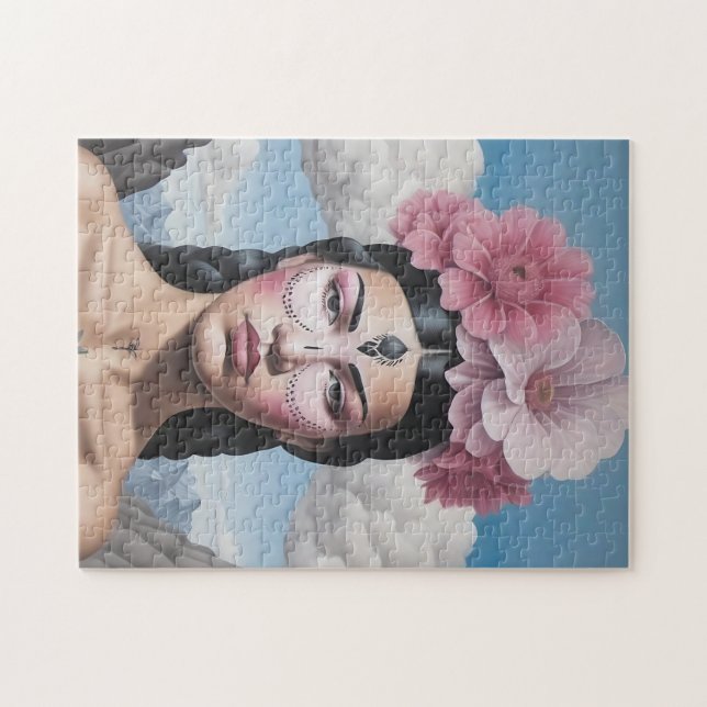 Puzzle Retrato de chica de flores (Horizontal)