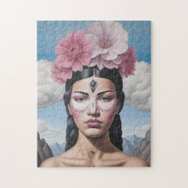 Puzzle Retrato de chica de flores