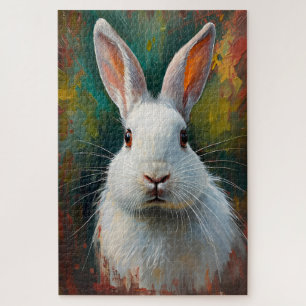 Puzzle Retrato de conejo artístico - Pintura de aceite vi