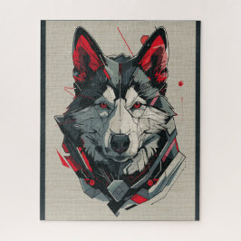 Puzzle Retrato de elementos futuristas del perro Akita es