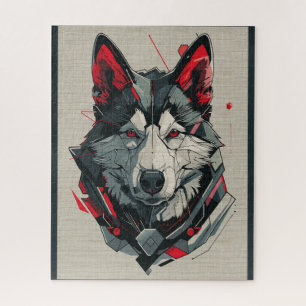 Puzzle Retrato de elementos futuristas del perro Akita es
