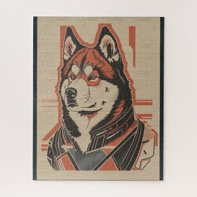 Puzzle Retrato de elementos futuristas del perro Akita es (Vertical)
