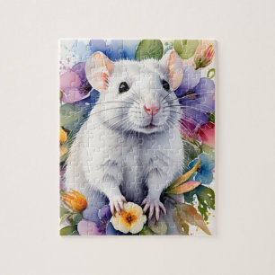 Puzzle Retrato de familia de mascotas de ratón rata blanc