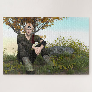 Puzzle Retrato de fantasía del príncipe del bosque mediev