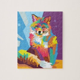 Puzzle Retrato de Fox de Arte Pop colorido