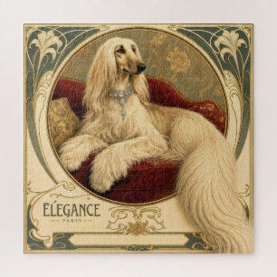 Puzzle Retrato de galgo afgano Art Nouveau