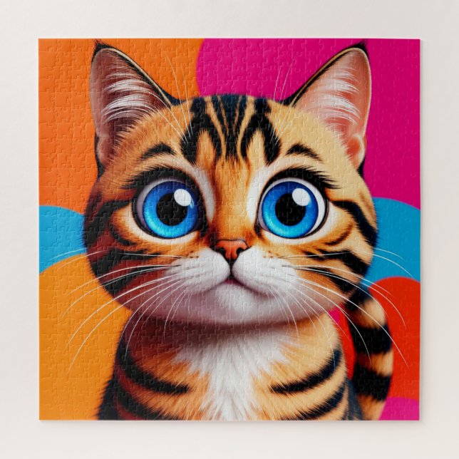 Puzzle Retrato de gatito atigrado lindo con grandes ojos  (Vertical)