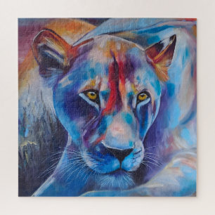 Puzzle Retrato de gato salvaje pintado a mano