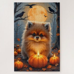 Puzzle Retrato de Halloween con Luz de Luna de Pomerania 