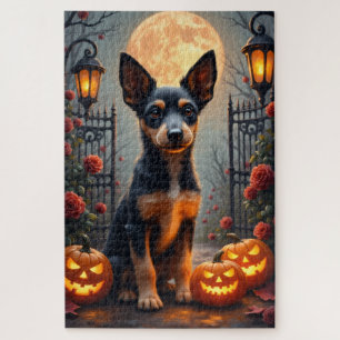 Puzzle Retrato de Halloween gótico de Wire Fox Terrier Ar