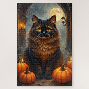 Puzzle Retrato de Halloween Real de Gato Persa Arte