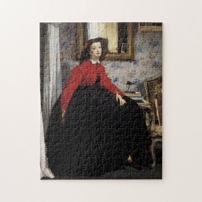 Puzzle Retrato de Jeune Femme en Veste Rouge (Vertical)