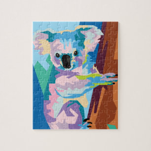 Puzzle Retrato de Koala, arte pop colorido