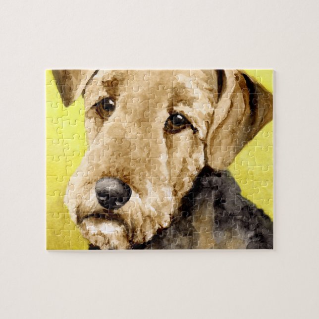 Puzzle Retrato de la acuarela de Airedale Terrier (Horizontal)