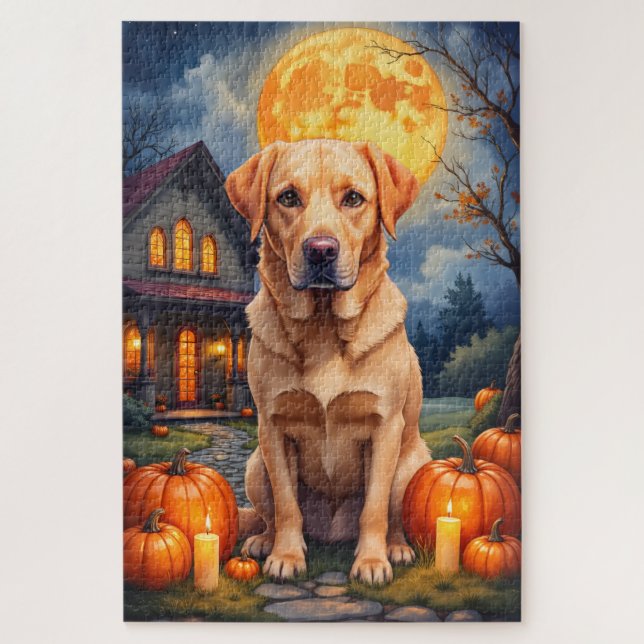 Puzzle Retrato de Labrador Retriever en Halloween Acogedo (Vertical)