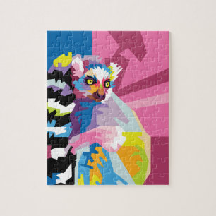 Puzzle Retrato De Lemur De Arte Pop Colorido