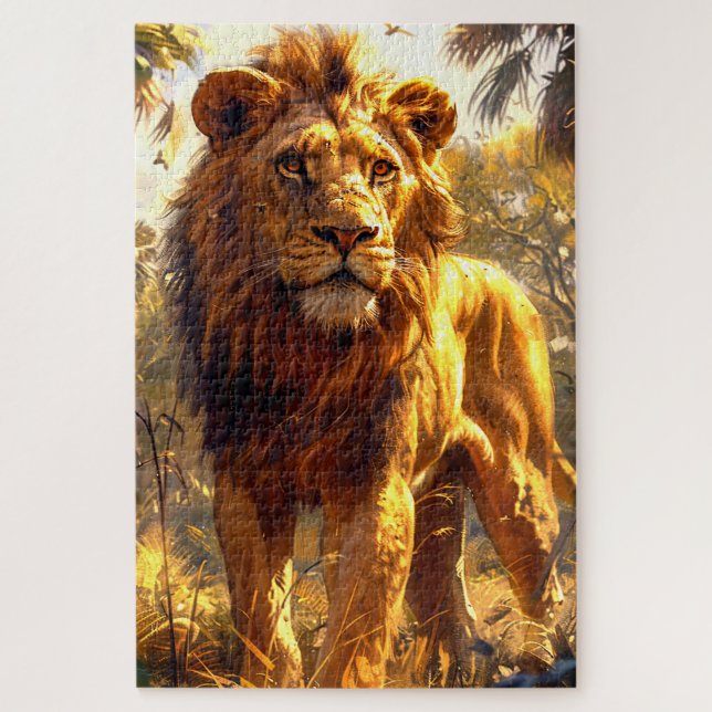 Puzzle Retrato de León Intenso Safari Dorado (Vertical)