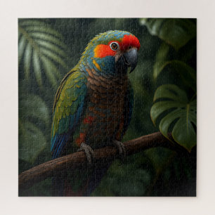 Puzzle Retrato de loro tropical vibrante en la selva